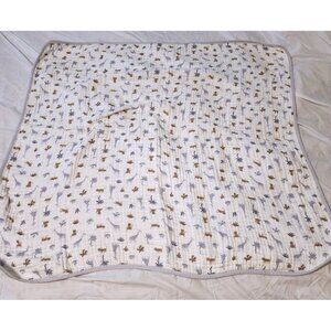 Kyle & Deena Baby Receiving Blanket Lovey Safari Animals Blue & White 42"x42"